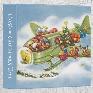 Classeur Noël vintage, avion du Père Noël