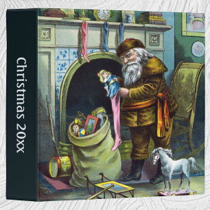 Classeur Noël vintage, bas du Père Noël avec jouets