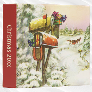 Classeur Noël vintage, boîtes aux lettres dans un paysage h