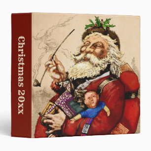Classeur Noël vintage, jouets en pipe de Père Noël victorie