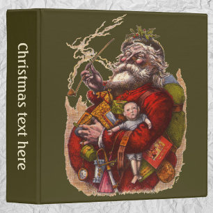 Classeur Noël vintage, jouets en pipe de Père Noël victorie