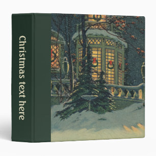 Classeur Noël vintage, maison aux couronnes dans les fenêtr