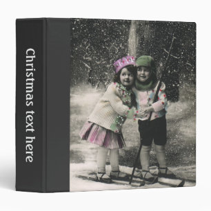 Classeur Noël vintage, meilleurs amis sur skis
