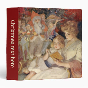 Classeur Noël vintage, mère lisant un conte de bonne nuit