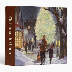 Classeur Noël vintage, père faisant des achats avec les enf