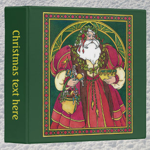 Classeur Noël vintage, Père Noël avec feuilles de houx