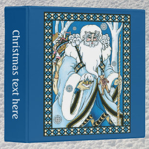 Classeur Noël vintage, Père Noël bleu avec boule à neige