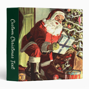 Classeur Noël vintage, Père Noël rétro avec cadeaux