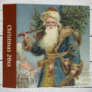 Classeur Noël vintage, Père Noël victorien avec arbre