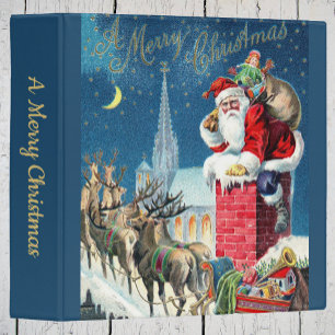 Classeur Noël Vintage Père Noël victorien sur Chimney