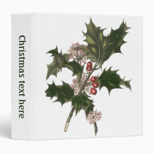 Classeur Noël vintage, plante de houx vert avec des baies