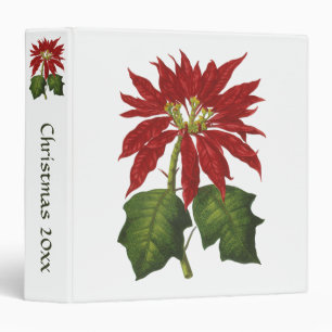 Classeur Noël vintage, poinsettia rouge plante d'hiver