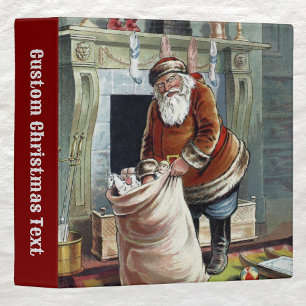 Classeur Noël vintage, Saint Nicolas au coin du feu