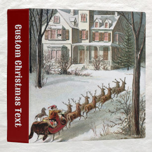 Classeur Noël vintage, Saint Nicolas avec rennes