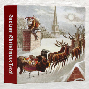 Classeur Noël vintage, Saint Nicolas sur le toit