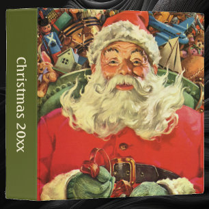 Classeur Noël Vintage Santa Claus à Sleigh avec jouets