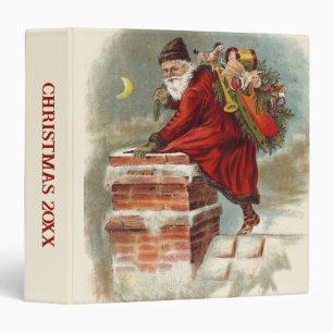 Classeur Noël vintage victorien Saint Nicolas sur le toit