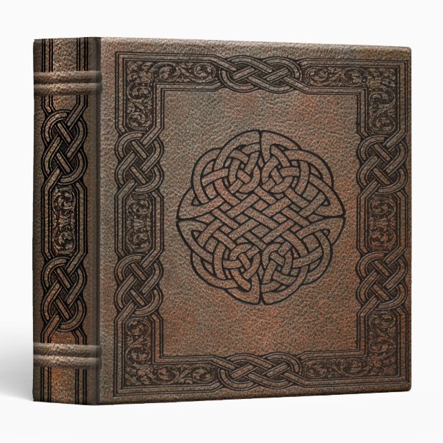 Classeur Noeuds de Celtic de cuir de relief (Devant/Côté)