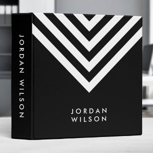 Classeur Noir avec blanc Chevron moderne minimaliste Nom