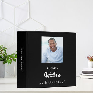 Classeur Noir blanc anniversaire photo papa album