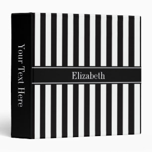 Classeur Noir blanc bande noire Nom Monogramme