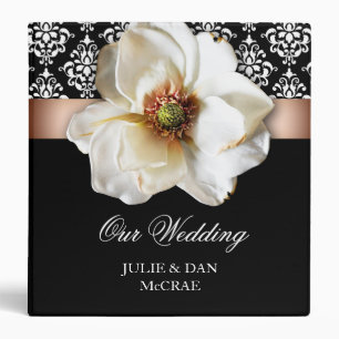 Classeur Noir blanc de mariage de damassé élégante de rose