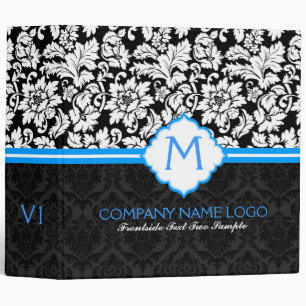 Classeur Noir blanc et bleu Vintage Damas florales 2