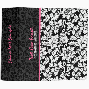 Classeur Noir blanc et rose Vintage Damas florales