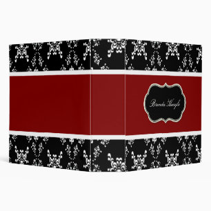Classeur noir, blanc, et rouge élégant de damassé