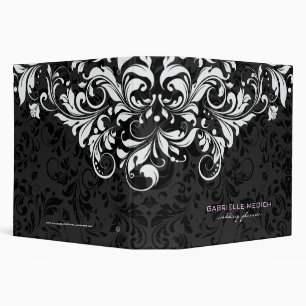 Classeur Noir & Blanc Floral Vintage Damas 3