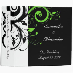 Classeur Noir/Blanc/Lime Vert Gras Mariage