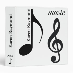 Classeur Noir & Blanc moderne note de musique élégante