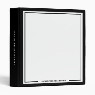 Classeur Noir Blanc Monogramme Nom