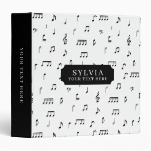 Classeur Noir & blanc Notes musicales Symbole Nom du Motif