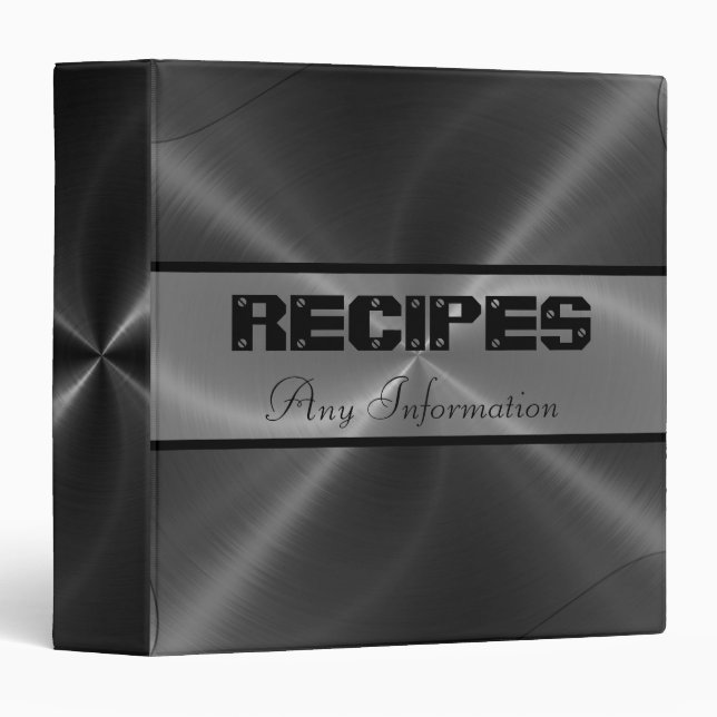 Classeur Noir brillant acier inoxydable métal 2 (Devant/Côté)