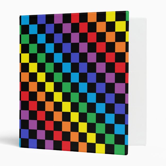 Classeur Noir Checkered d'arc-en-ciel (Devant/intérieur)