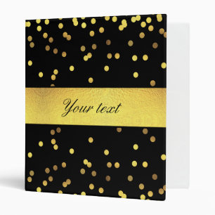 Classeur Noir chic de confettis d'or