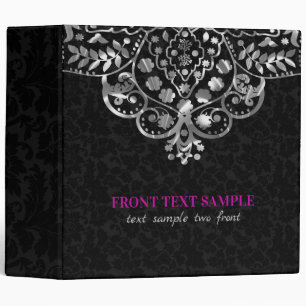 Classeur Noir Damas Argent Métallurique Vintage dentelle