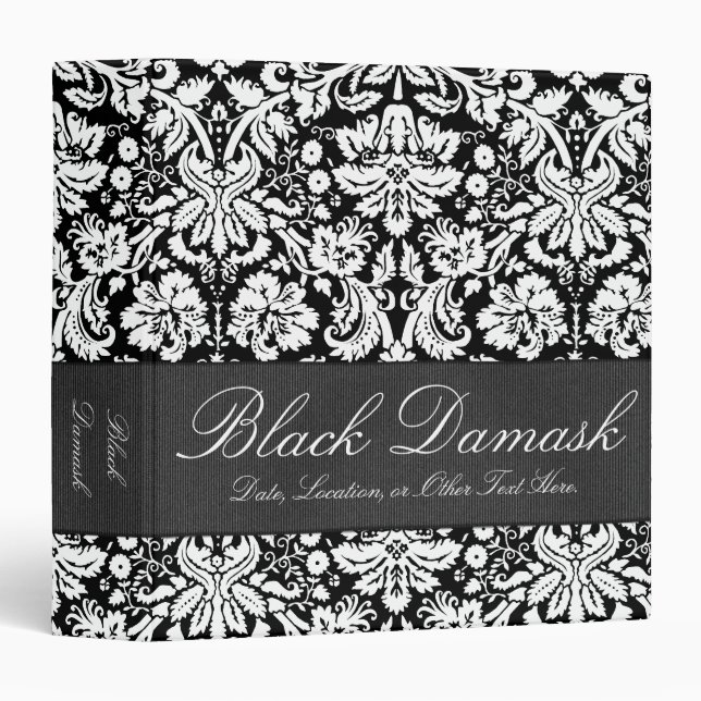 Classeur noir Damask Custom 1,5 pouces (Devant/Côté)
