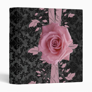 Classeur noir de luxe Damask rose rose