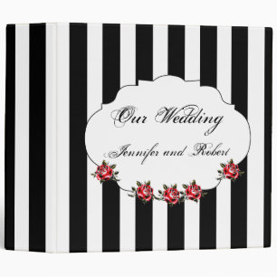 Classeur noir de mariage de rose blanc et rouge