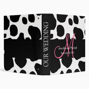 Classeur noir de wedding planner de motif de vache