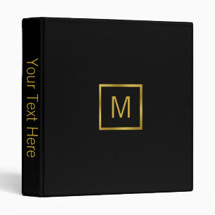 Classeur Noir décoré d'un monogramme d'or de Faux