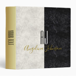 Classeur Noir d'or et Marbre blanc Monogramme