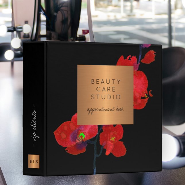 Classeur Noir élégant moderne de luxe avec monogramme pour  (Créateur téléchargé)