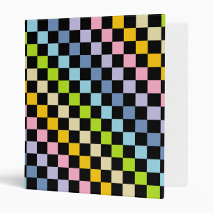 Classeur Noir en pastel Checkered d'arc-en-ciel