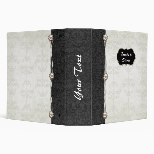 Classeur noir et blanc chic d'album de mariage (Arrière-plan)