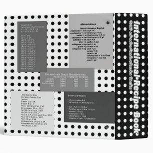 Classeur Noir et blanc de conversion de recette
