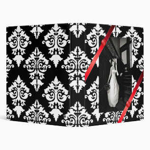 Classeur noir et blanc de damassé