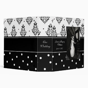 Classeur noir et blanc élégant de mariage de photo